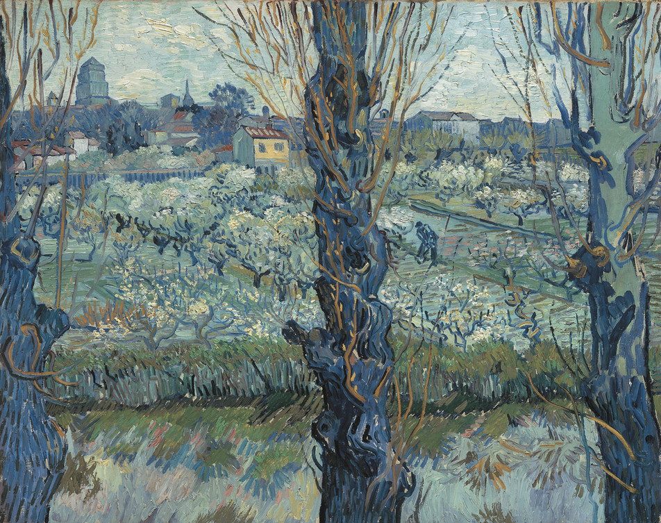 Orchard in Blossom with View of Arles 1889